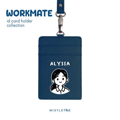 Ponytail Girl - ID Card Holder | Lanyard - Navy Blue
