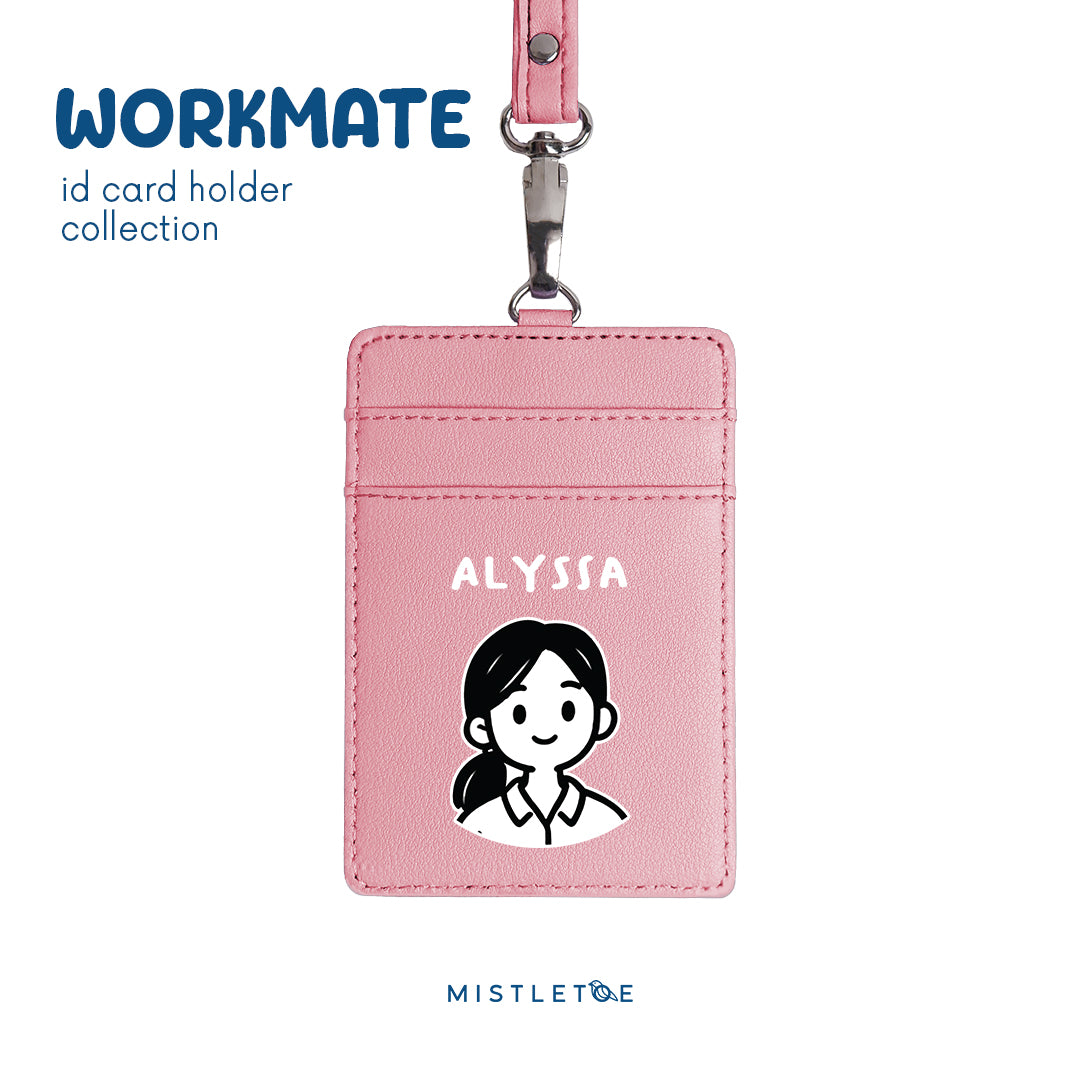Ponytail Girl - ID Card Holder | Lanyard - Blossom Pink