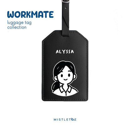Ponytail Girl - Luggage Tag - Charcoal Black