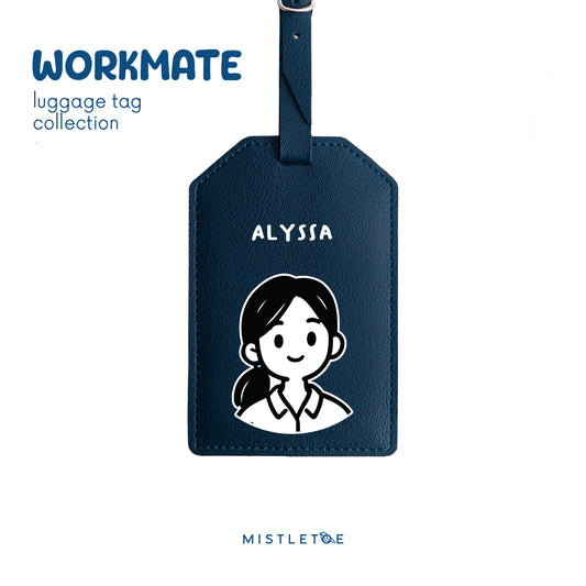 Ponytail Girl - Luggage Tag - Navy Blue