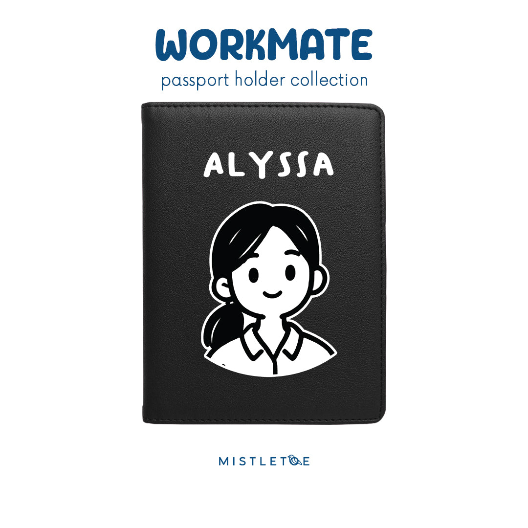 Ponytail Girl - Passport Holder - Charcoal Black