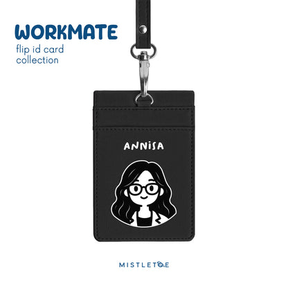 Wavy Girl - Flip ID Card | Lanyard - Charcoal Black