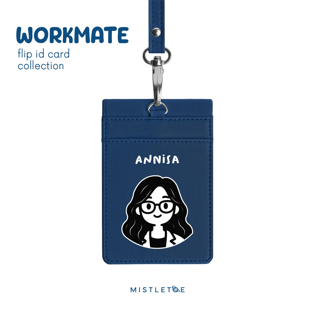 Wavy Girl - Flip ID Card | Lanyard - Navy Blue