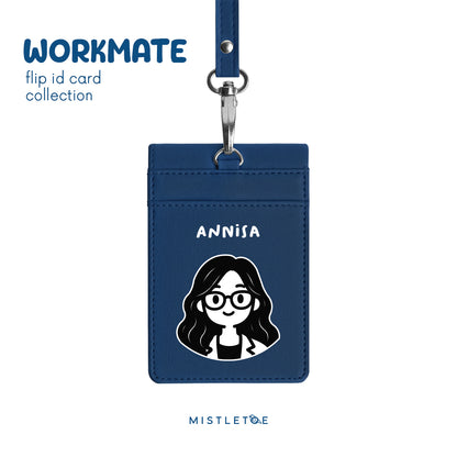 Wavy Girl - Flip ID Card | Lanyard - Navy Blue