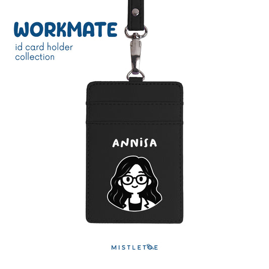 Wavy Girl - ID Card Holder | Lanyard - Charcoal Black