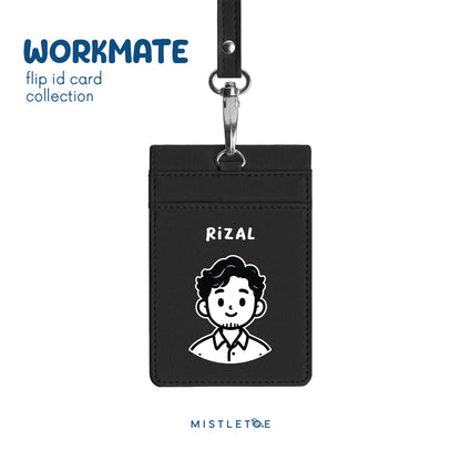 Wavy Guy - Flip ID Card | Lanyard - Charcoal Black